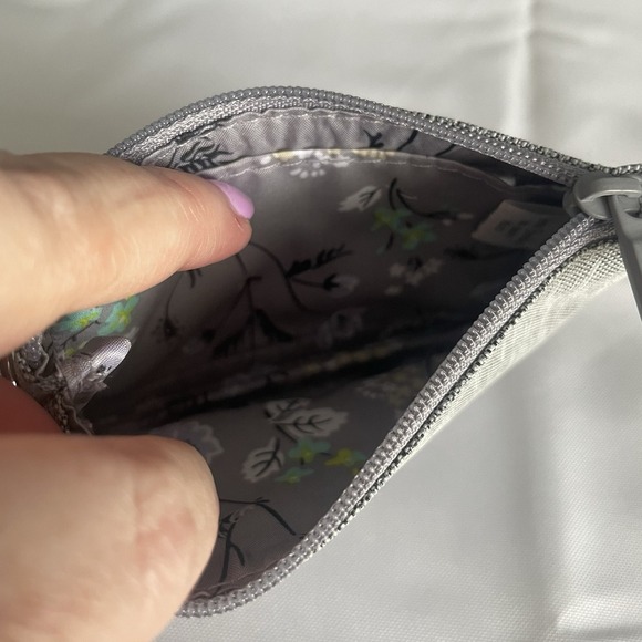Vera Bradley Card Case Keychain Lighten Up Zip ID Case Medium Heather Gray - Picture 5 of 9